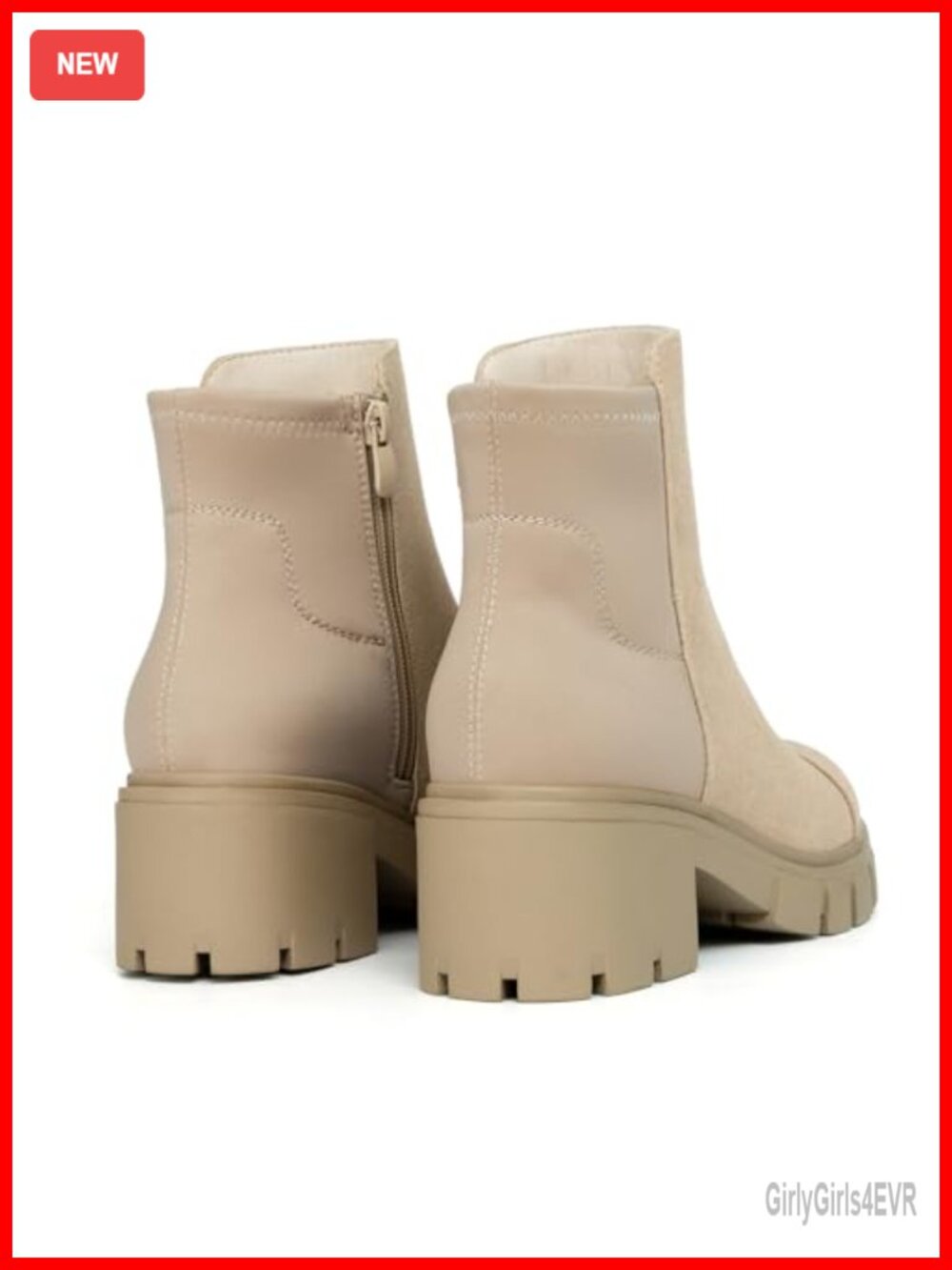 Platform Lug Sole Chunky Heel Chelsea Booties with Side Zipper - Picture 5 of 7